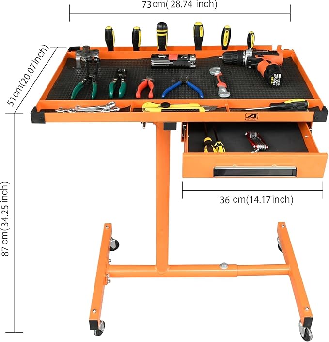 Aain Heavy Duty Adjustable Work Table with Drawers，for Garages, Repair Shops, and DIY, Portable.220 Pound Capacity.